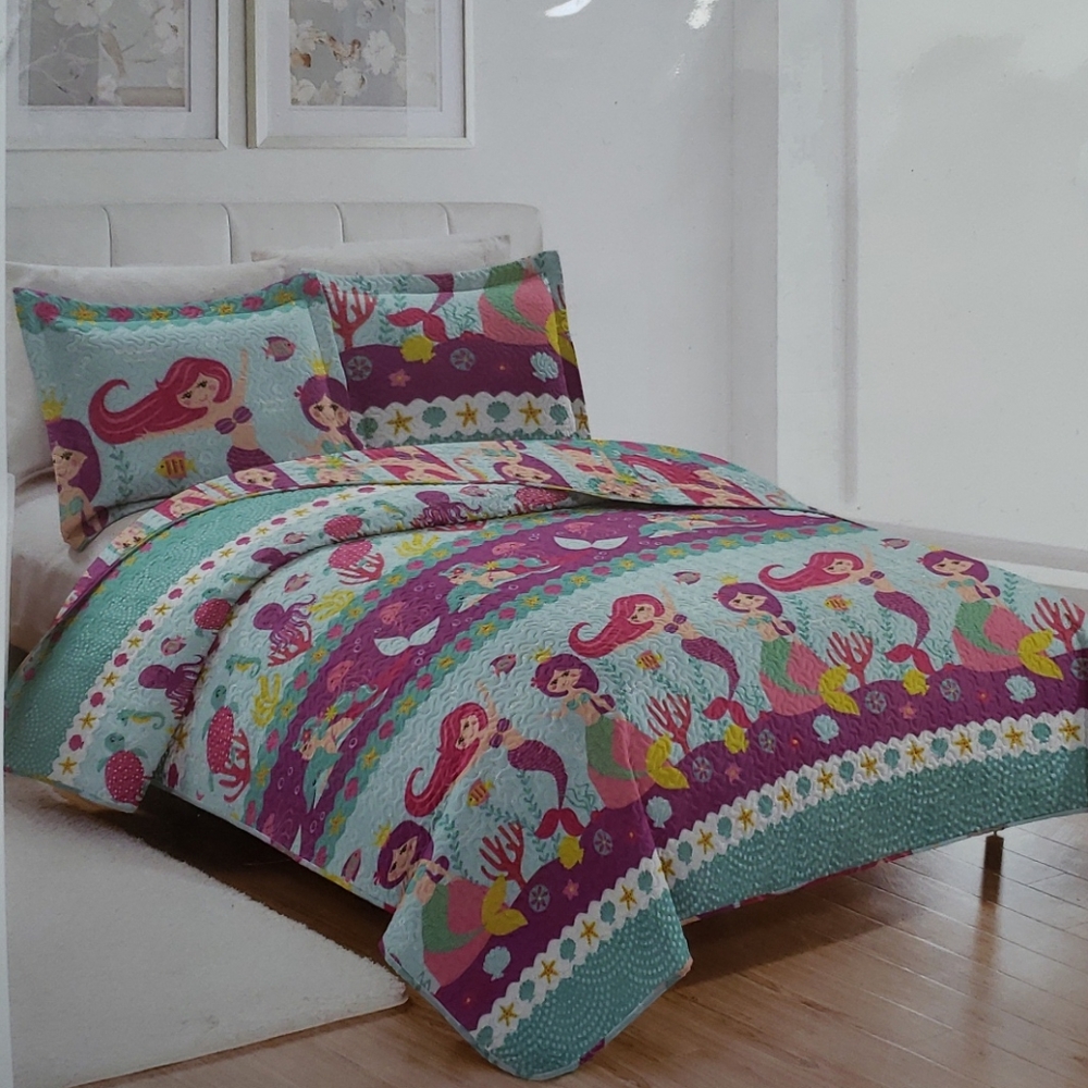 NWT 3Pcs Mermaid Bedspread Set